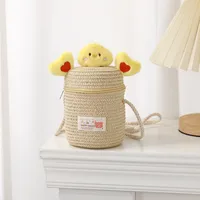 Kid'S Straw Cartoon Cute Vacation Weave Cylindrical Zipper Straw Bag sku image 14