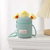 Kid'S Straw Cartoon Cute Vacation Weave Cylindrical Zipper Straw Bag sku image 15