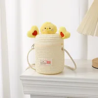 Kid'S Straw Cartoon Cute Vacation Weave Cylindrical Zipper Straw Bag sku image 17