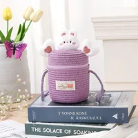 Kid'S Straw Cartoon Cute Vacation Weave Cylindrical Zipper Straw Bag sku image 21