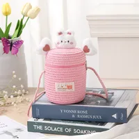Kid'S Straw Cartoon Cute Vacation Weave Cylindrical Zipper Straw Bag sku image 22