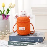 Kid'S Straw Cartoon Cute Vacation Weave Cylindrical Zipper Straw Bag sku image 23