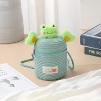 Kid'S Straw Cartoon Cute Vacation Weave Cylindrical Zipper Straw Bag sku image 27
