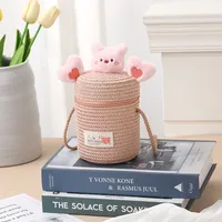 Kid'S Straw Cartoon Cute Vacation Weave Cylindrical Zipper Straw Bag sku image 30