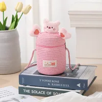 Kid'S Straw Cartoon Cute Vacation Weave Cylindrical Zipper Straw Bag sku image 31