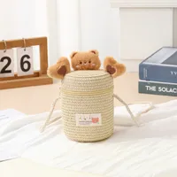 Kid'S Straw Cartoon Cute Vacation Weave Cylindrical Zipper Straw Bag sku image 35