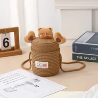 Kid'S Straw Cartoon Cute Vacation Weave Cylindrical Zipper Straw Bag sku image 36
