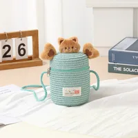Kid'S Straw Cartoon Cute Vacation Weave Cylindrical Zipper Straw Bag sku image 37