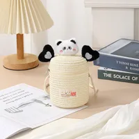 Kid'S Straw Cartoon Cute Vacation Weave Cylindrical Zipper Straw Bag sku image 38