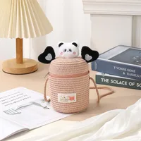 Kid'S Straw Cartoon Cute Vacation Weave Cylindrical Zipper Straw Bag sku image 39
