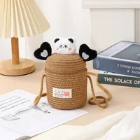 Kid'S Straw Cartoon Cute Vacation Weave Cylindrical Zipper Straw Bag sku image 40