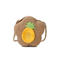 Kid'S Straw Color Block Fruit Vacation Beach Weave Flower Zipper Straw Bag main image 5