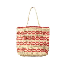 Women's Cotton Rope Straw Color Block Vacation Beach Streetwear Weave Square Open Tote Bag main image 3