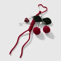 1 Piece Cute Sweet Star Cherry Heart Shape Polyester Velvet Band Zinc Alloy Women's Bag Pendant Keychain main image 2