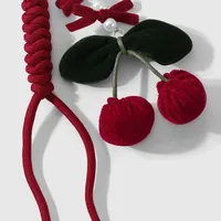 1 Piece Cute Sweet Star Cherry Heart Shape Polyester Velvet Band Zinc Alloy Women's Bag Pendant Keychain main image 4