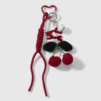 1 Piece Cute Sweet Star Cherry Heart Shape Polyester Velvet Band Zinc Alloy Women's Bag Pendant Keychain sku image 1