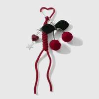 1 Piece Cute Sweet Star Cherry Heart Shape Polyester Velvet Band Zinc Alloy Women's Bag Pendant Keychain sku image 2