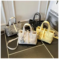 Women's Pu Leather Plaid Solid Color Streetwear Square Zipper Shoulder Bag main image 1