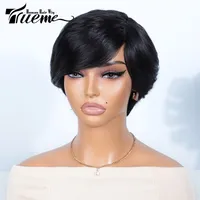 Unisex Ruili Casual Stage Street Real Hair Homogeneous And Oblique Straight Hair Wigs sku image 1