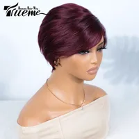 Unisex Ruili Casual Stage Street Real Hair Homogeneous And Oblique Straight Hair Wigs sku image 2