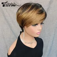 Unisex Ruili Casual Stage Street Real Hair Homogeneous And Oblique Straight Hair Wigs sku image 3