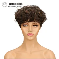 Unisex Star Fashion Casual Stage Street Real Hair Homogeneous And Oblique Short Curly Hair Neat Bangs Wigs main image 1