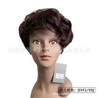Unisex Star Fashion Casual Stage Street Real Hair Homogeneous And Oblique Short Curly Hair Neat Bangs Wigs sku image 6