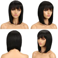 Women's Ruili Casual Stage Street Real Hair Bangs Straight Hair Wigs main image 2