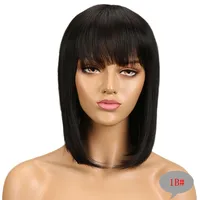 Women's Ruili Casual Stage Street Real Hair Bangs Straight Hair Wigs sku image 1