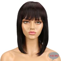 Women's Ruili Casual Stage Street Real Hair Bangs Straight Hair Wigs sku image 2