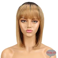 Women's Ruili Casual Stage Street Real Hair Bangs Straight Hair Wigs sku image 3
