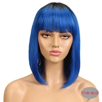 Women's Ruili Casual Stage Street Real Hair Bangs Straight Hair Wigs sku image 5