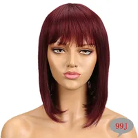 Women's Ruili Casual Stage Street Real Hair Bangs Straight Hair Wigs sku image 6
