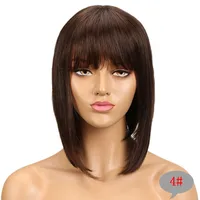Women's Ruili Casual Stage Street Real Hair Bangs Straight Hair Wigs sku image 7