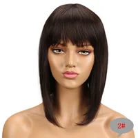 Women's Ruili Casual Stage Street Real Hair Bangs Straight Hair Wigs sku image 8