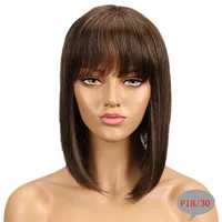 Women's Ruili Casual Stage Street Real Hair Bangs Straight Hair Wigs sku image 9