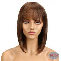 Women's Ruili Casual Stage Street Real Hair Bangs Straight Hair Wigs sku image 10