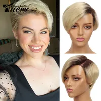 Women's Star Fashion Casual Stage Street Real Hair Side Fringe Short Straight Hair Wigs sku image 7