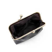 Vintage Oil Skin Light Gold Clip Edge Candy Color Mini Hand Coin Bag Large Capacity Iron Clip Coin Purse Red Bag main image 3