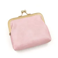 Vintage Oil Skin Light Gold Clip Edge Candy Color Mini Hand Coin Bag Large Capacity Iron Clip Coin Purse Red Bag sku image 1