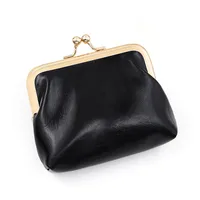 Vintage Oil Skin Light Gold Clip Edge Candy Color Mini Hand Coin Bag Large Capacity Iron Clip Coin Purse Red Bag sku image 2