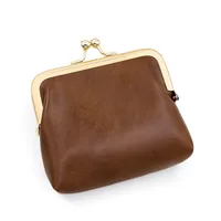 Vintage Oil Skin Light Gold Clip Edge Candy Color Mini Hand Coin Bag Large Capacity Iron Clip Coin Purse Red Bag sku image 5