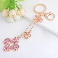 New Style Four Leaf Clover Alloy Women's Bag Pendant Keychain main image 1