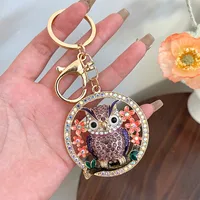 European Style Modern Style Owl Alloy Unisex Keychain sku image 1
