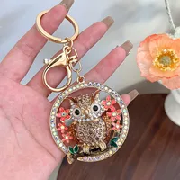 European Style Modern Style Owl Alloy Unisex Keychain sku image 3