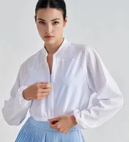 Sport Style Solid Color SZ Woven Standing Collar Active Tops Coat sku image 3