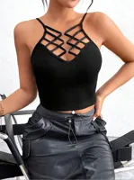 Women's Adults Camisole Tank Tops Hollow Out Casual Sexy Solid Color main image 2