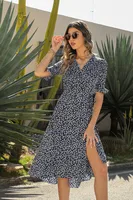 Women's Floral Dress Elegant Bohemian V Neck Short Sleeve Ditsy Floral Knee-Length Holiday Daily Beach main image 5