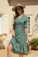 Women's Floral Dress Elegant Bohemian V Neck Short Sleeve Ditsy Floral Knee-Length Holiday Daily Beach main image 3