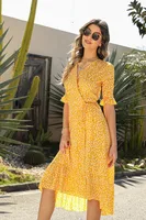 Women's Floral Dress Elegant Bohemian V Neck Short Sleeve Ditsy Floral Knee-Length Holiday Daily Beach main image 6